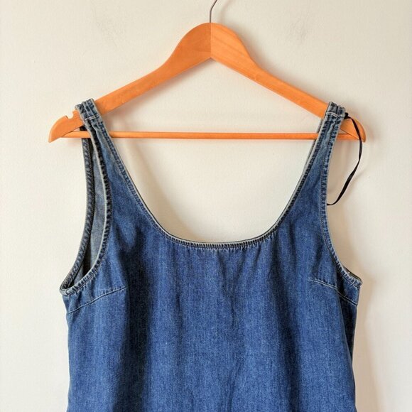 Zara Denim Box Pleat Dress NWOT Blue Size Large - Picture 4 of 7